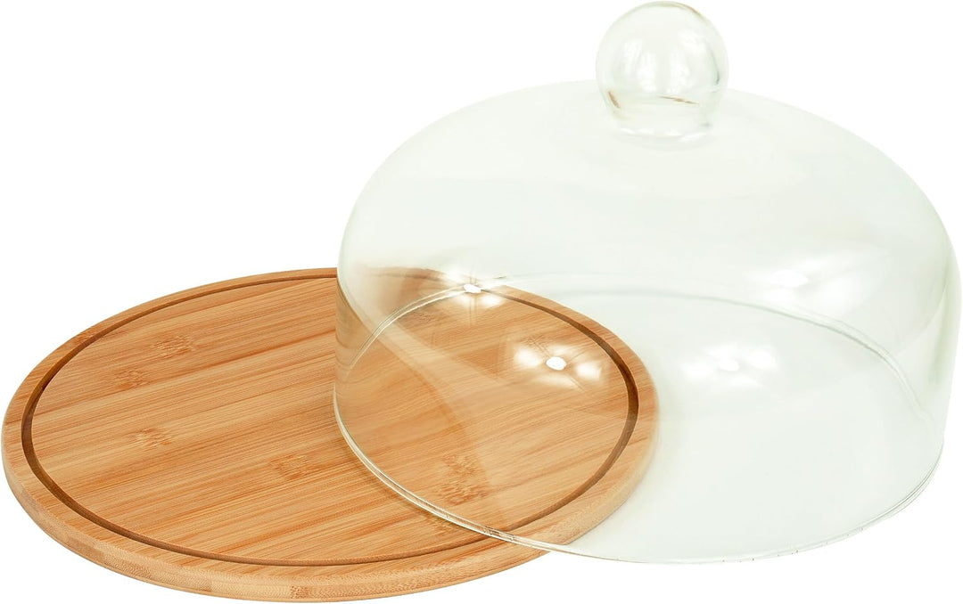 Relaxdays Tortenplatte, Glasdeckel, Kuchenplatte, hält Lebensmittel frisch, HxD: 16x28 cm, Käseglock