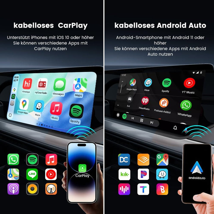Carlinkit 5.0 2air CarPlay Wireless und Android Auto Wireless 2 in 1 Adapter,Automatische Verbindung