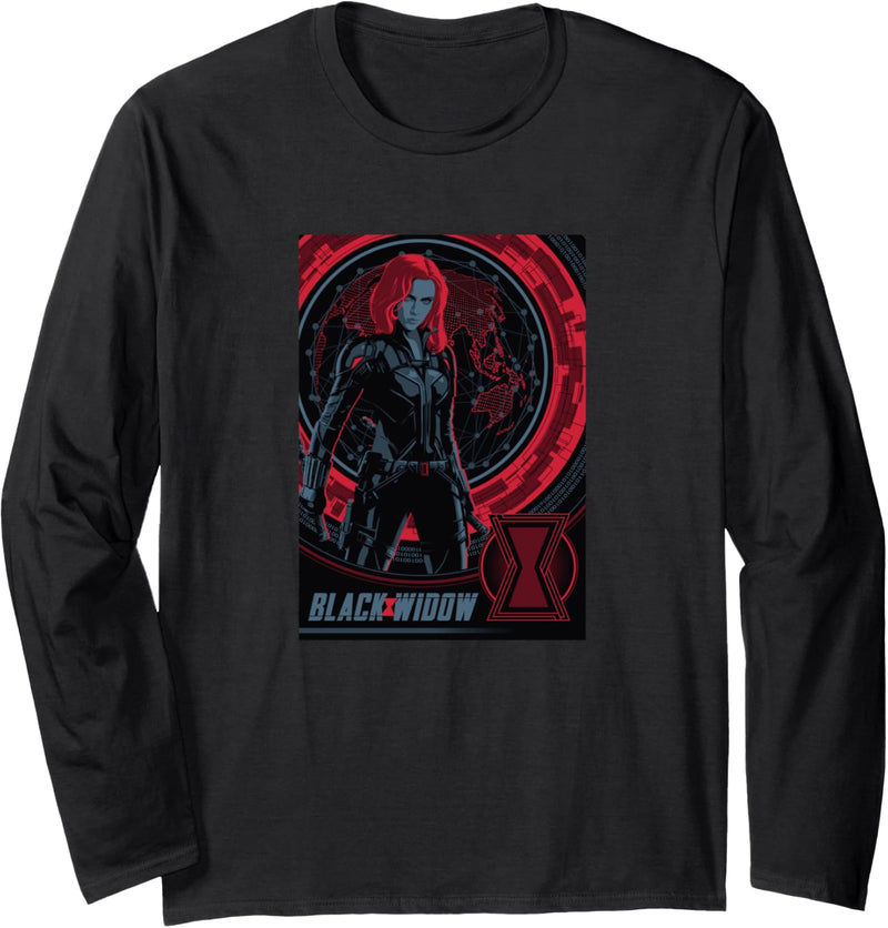 Marvel Black Widow Globe Portrait Poster Langarmshirt