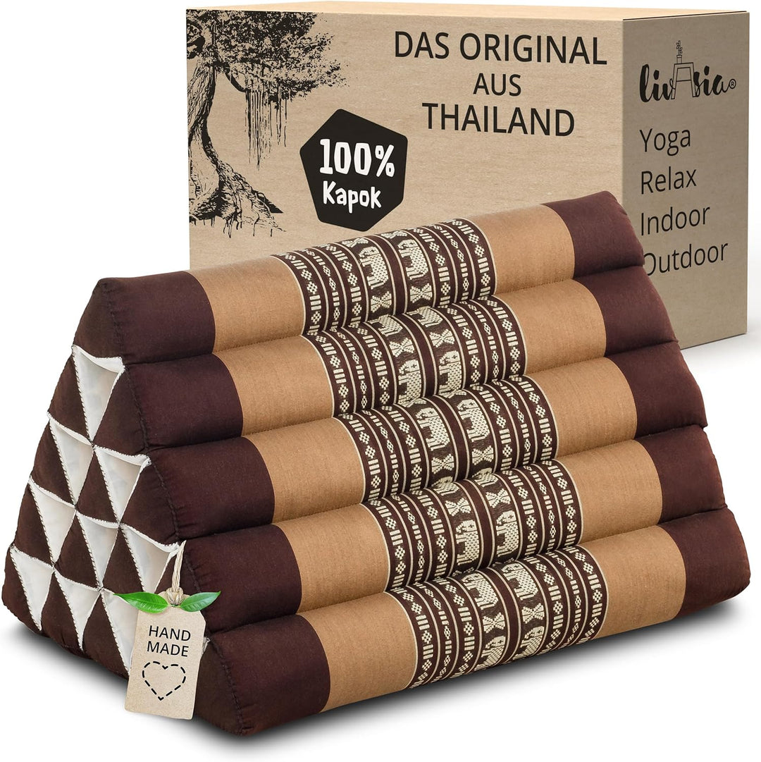 livasia Rückenstützkissen extrahoch, Dreieckskissen für Garten und Balkon, Keilkissen mit Kapok, Lag