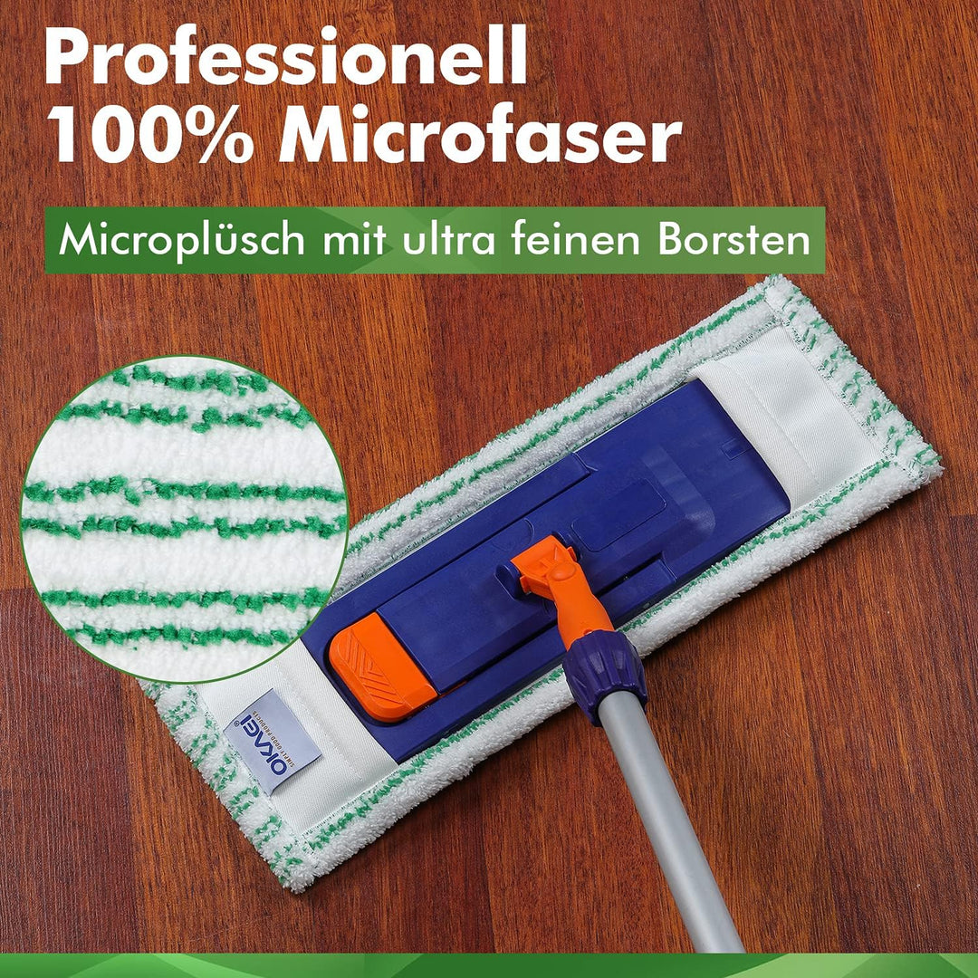 Okaei 5 Stück Wischmopp Bezug (40 cm) - Premium Bodenwischer-Wischbezug aus 100% Microfaser - Bezug