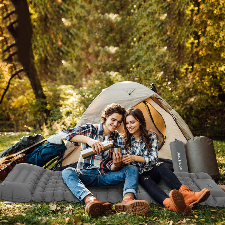 HAUSPROFI Isomatte Camping, Ultraleicht Camping Luftmatratze mit Fusspumpe & Kissen, Aufblasbare Mat
