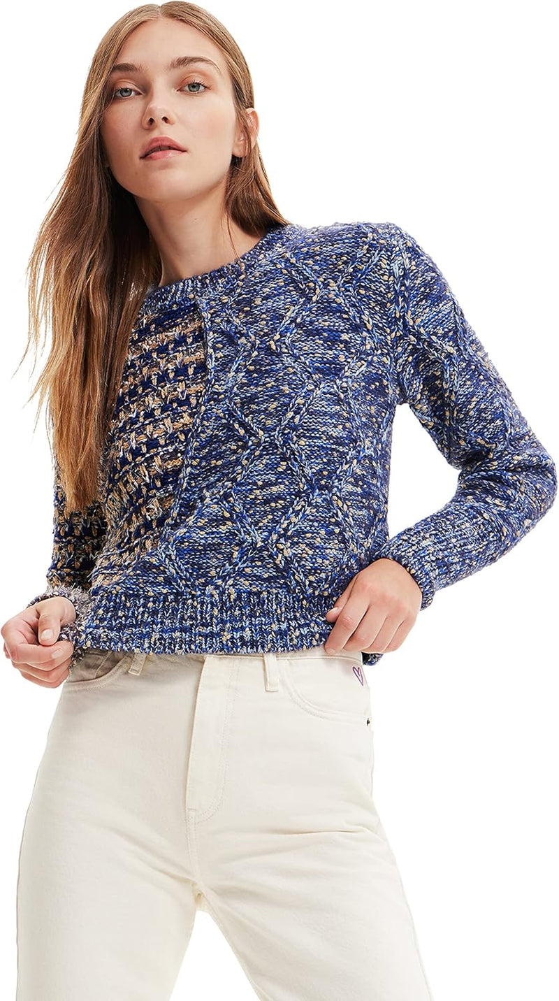 Desigual Damen Pullover Sweater M Blau, M Blau