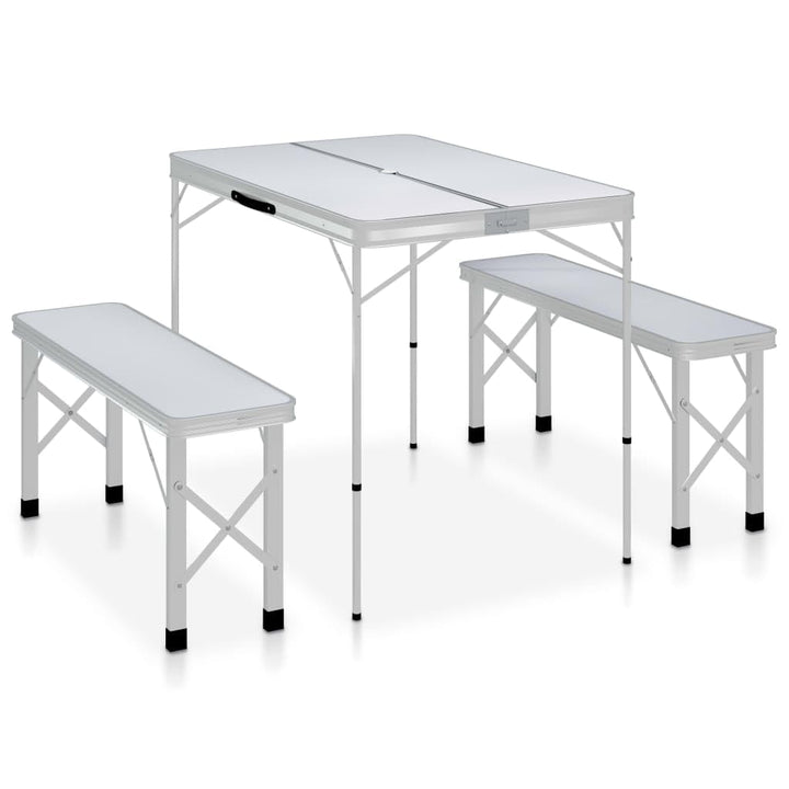 vidaXL Campingtisch Klappbar mit 2 Sitzbänken Gartenbank Bank Sitzgruppe Koffertisch Gartentisch Kla