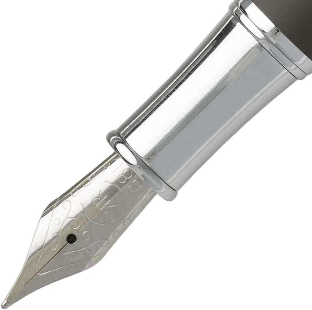 Cerruti 1881 Zoom Füllfederhalter aus Messing in der Farbe Silber-Schwarz, Länge: 14cm, NSG9142X