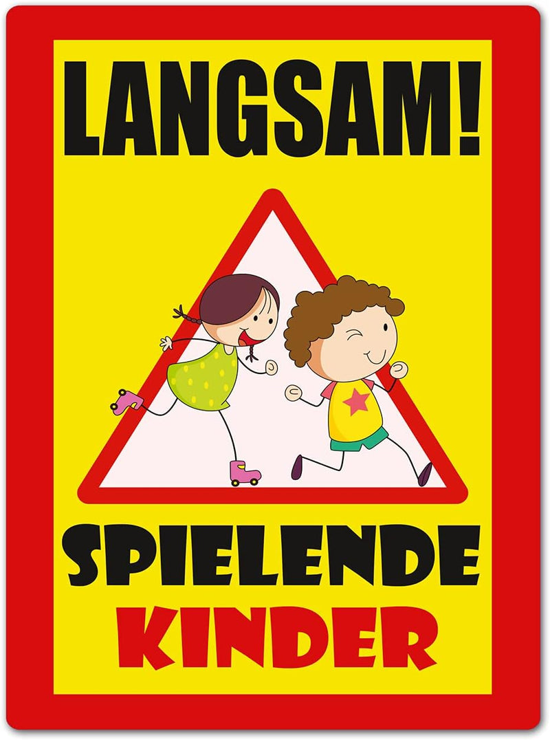 2 Stück XXL Langsam ! spielende KINDER Schild 30 x 40 cm aus stabiler PVC Hartschaumplatte 5mm mit U