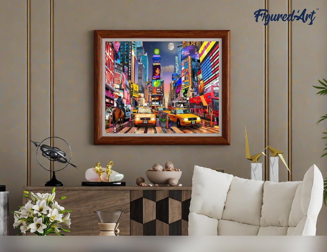 Figured'Art Malen Nach Zahlen Erwachsene Mit Rahmen Timesquare - Paint by Numbers Basteln DIY Bastel
