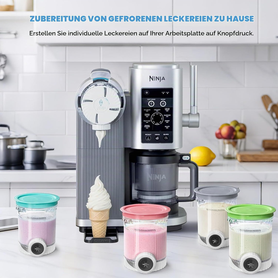 4 Stück Behälter für Ninja Swirl by CREAMi, Swirl Pints und Deckel Kompatibel mit Ninja NC700/NC701E