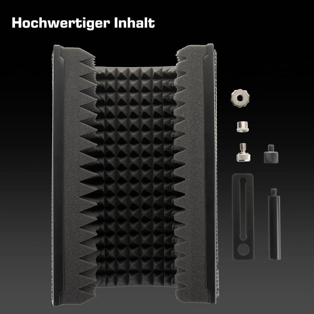 DOCKIN® 𝗣𝗥𝗘𝗠𝗜𝗨𝗠 Mikrofon Pop Filter Isolation-Schallschutz mit hochdichtem Akustikschaumstoff, 3 Sei