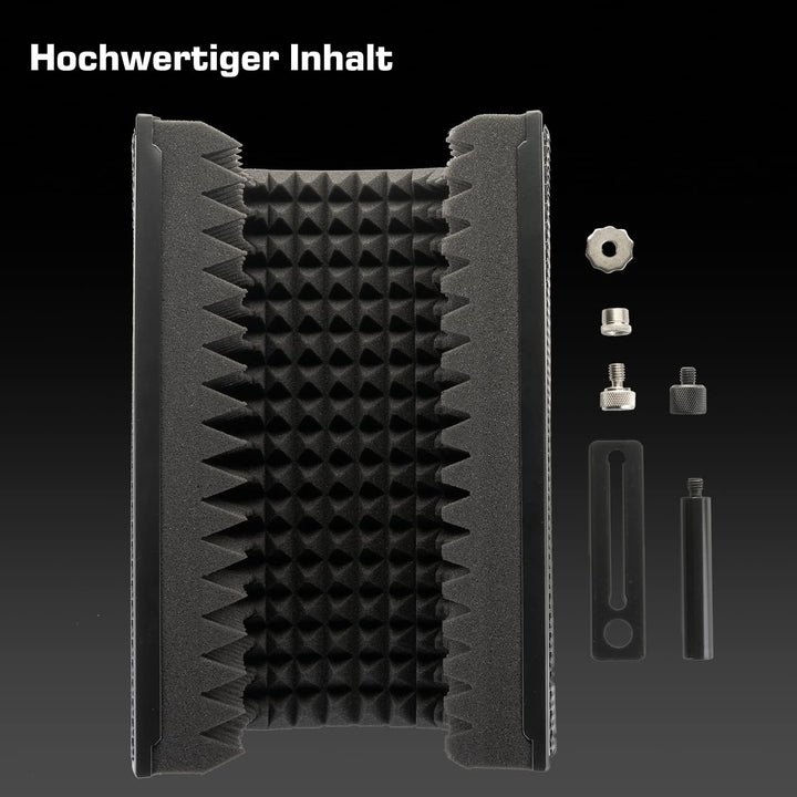 DOCKIN® 𝗣𝗥𝗘𝗠𝗜𝗨𝗠 Mikrofon Pop Filter Isolation-Schallschutz mit hochdichtem Akustikschaumstoff, 3 Sei