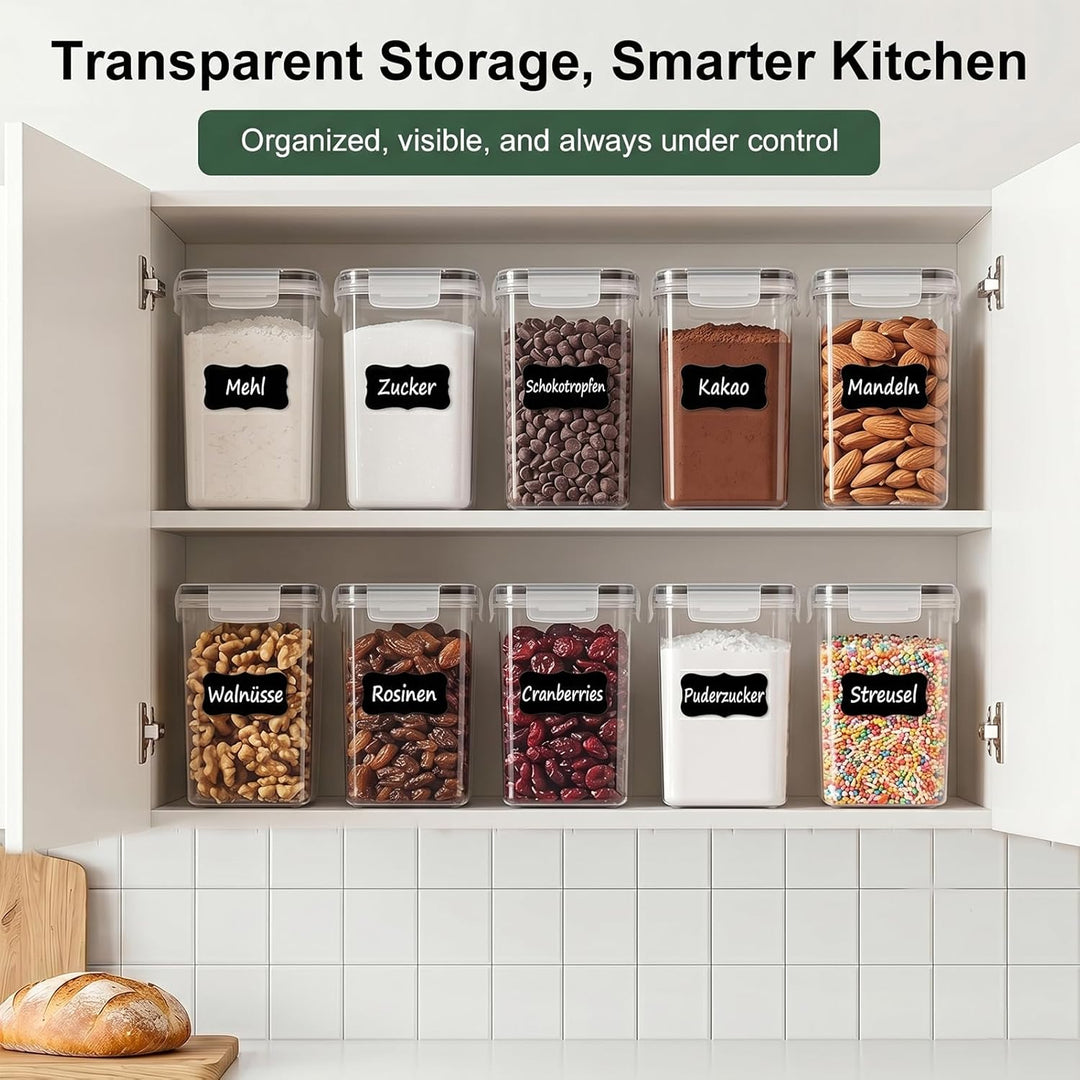 1.6L Vorratsdosen 10 Set, Aufbewahrungsbox Kuche Organizer, Luftdicht Vorratsbehalter mit Deckel, Mu