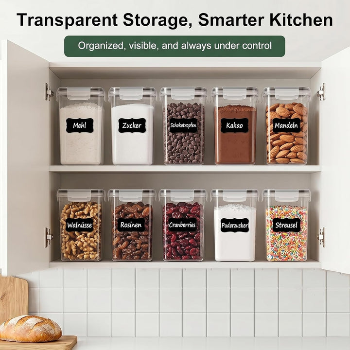 1.6L Vorratsdosen 10 Set, Aufbewahrungsbox Kuche Organizer, Luftdicht Vorratsbehalter mit Deckel, Mu