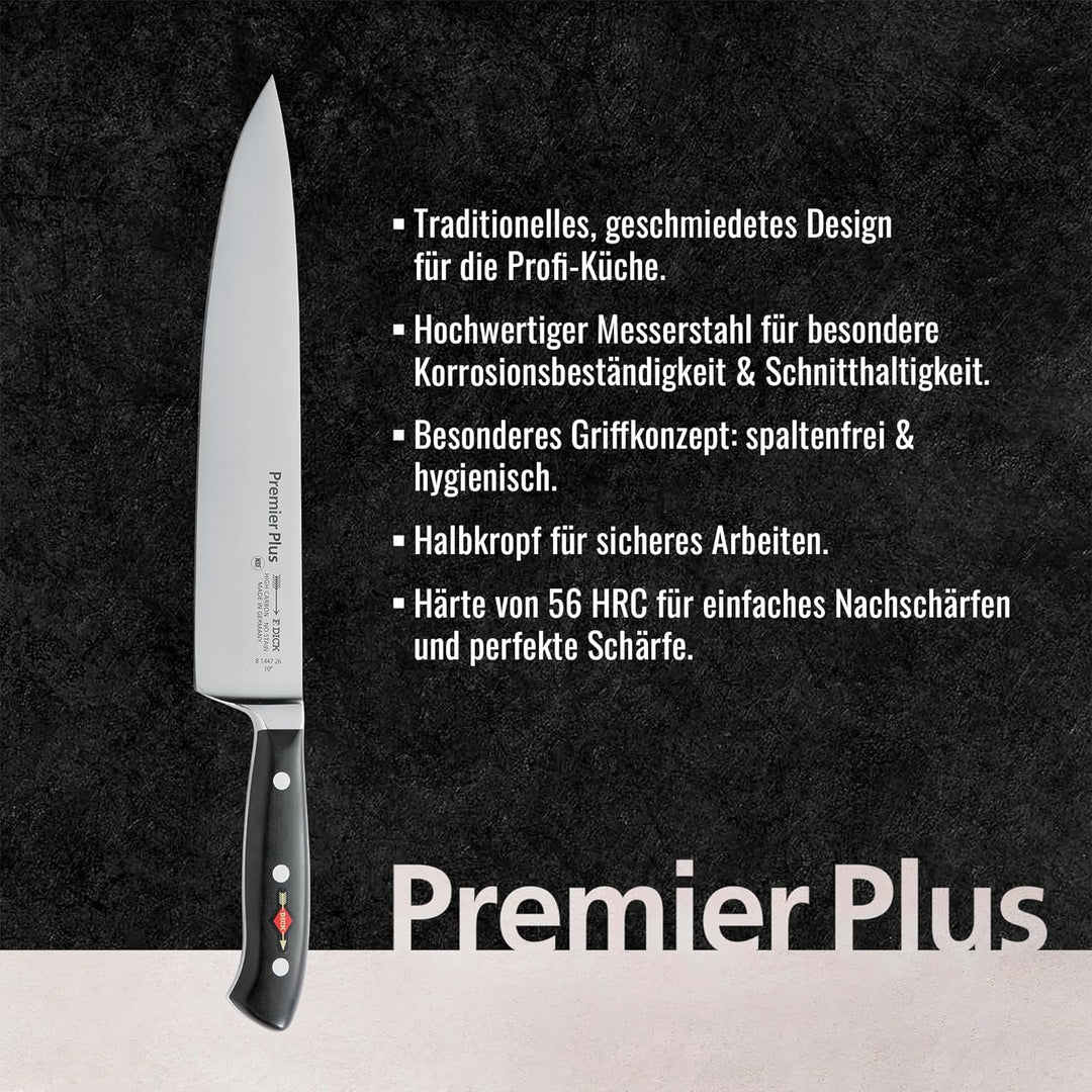 F. DICK Kochmesser, Küchenmesser, Premier Plus (Messer mit Klinge 26 cm, X50CrMoV15 Stahl, nichtrost