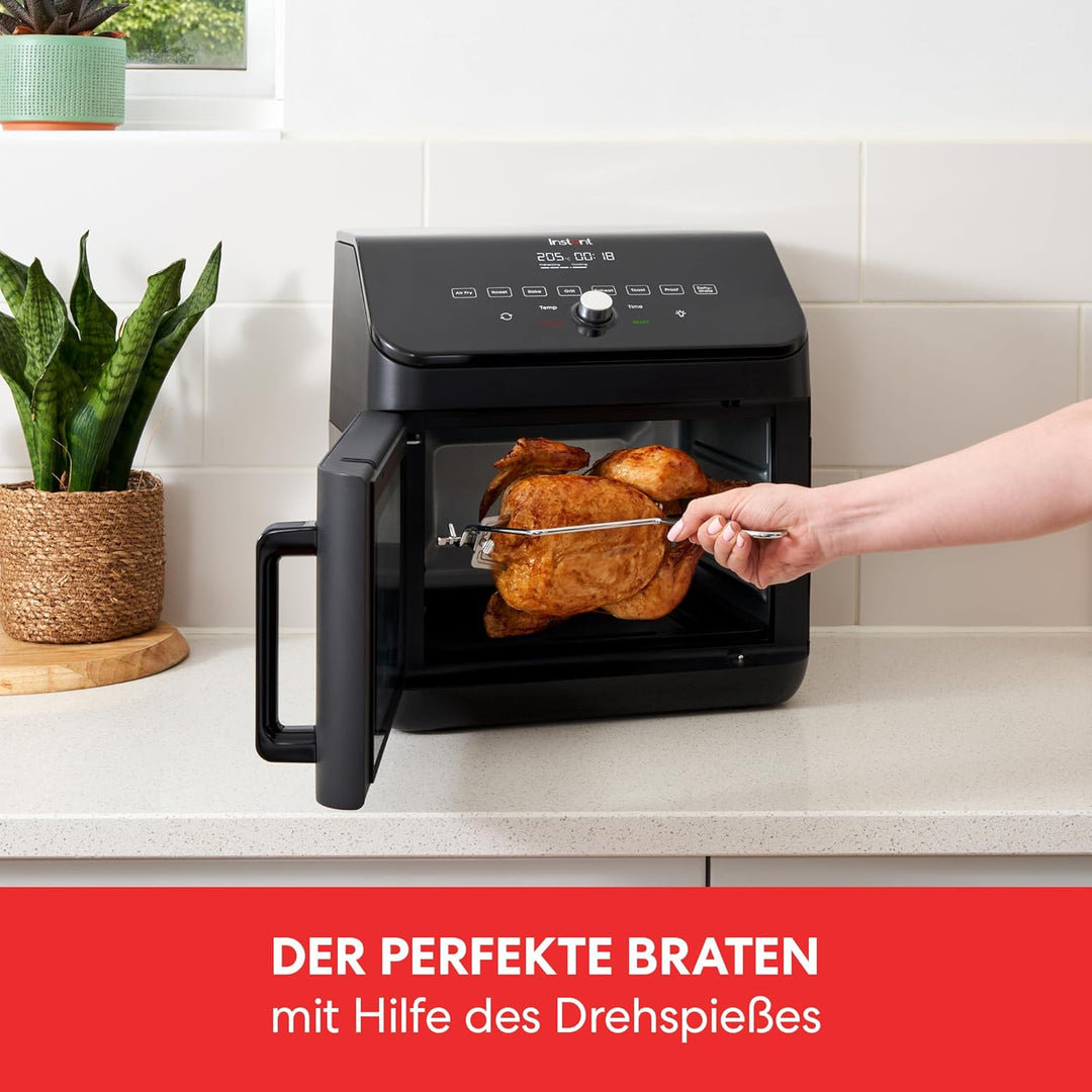 Instant Heissluftfritteuse Ofen 13L mit XXL Fassungsvermögen, 9 Programmen und Drehspiess - Frittier