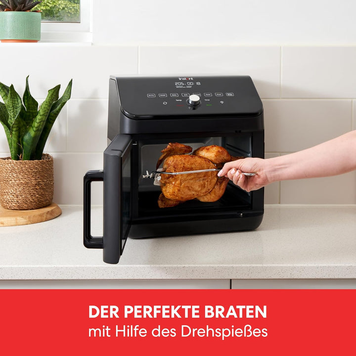 Instant Heissluftfritteuse Ofen 13L mit XXL Fassungsvermögen, 9 Programmen und Drehspiess - Frittier