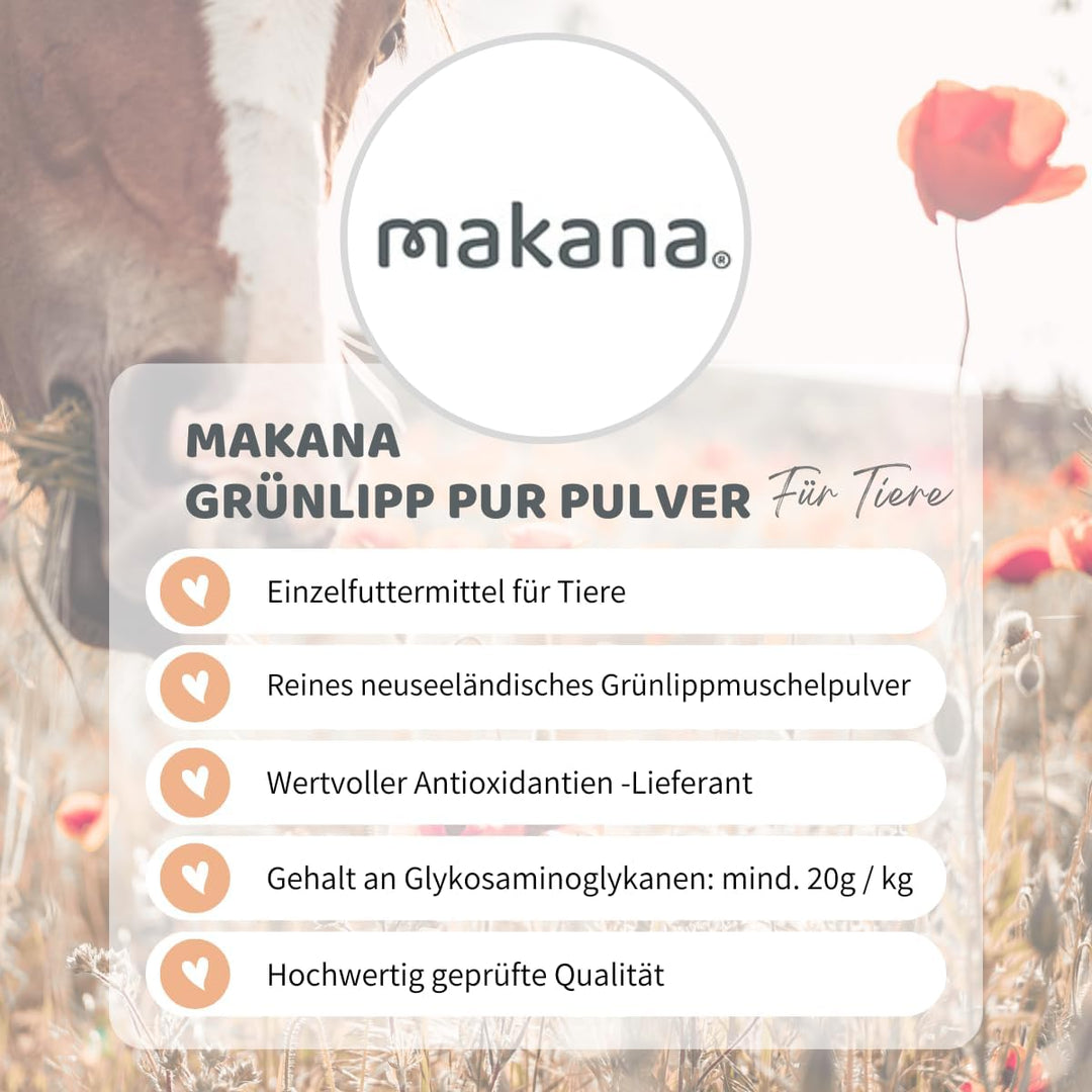 Makana Grünlipp PUR, Grünlippmuschel Pulver, 500 g Beutel