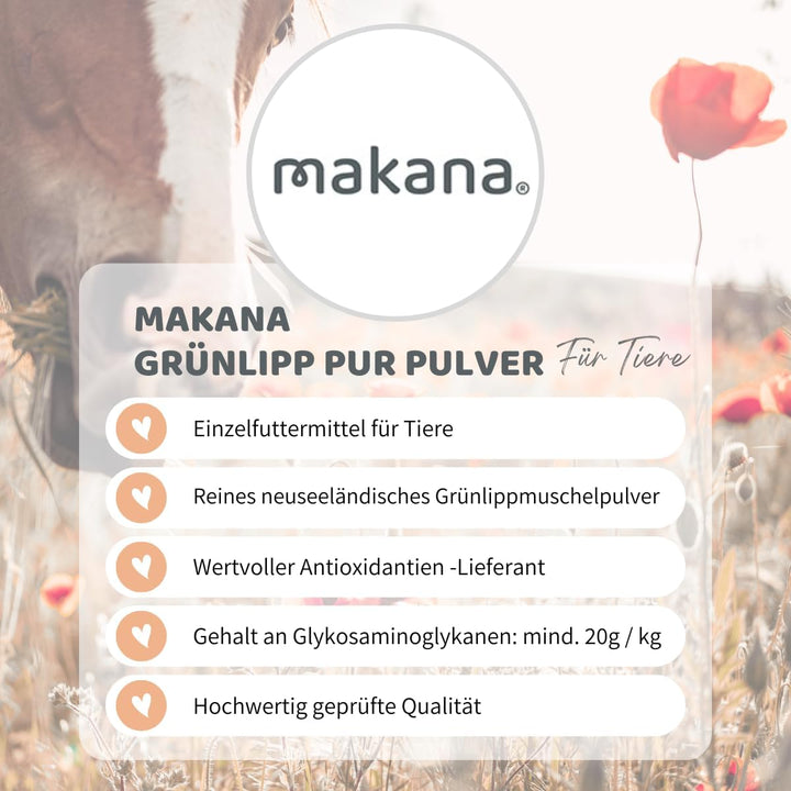 Makana Grünlipp PUR, Grünlippmuschel Pulver, 500 g Beutel