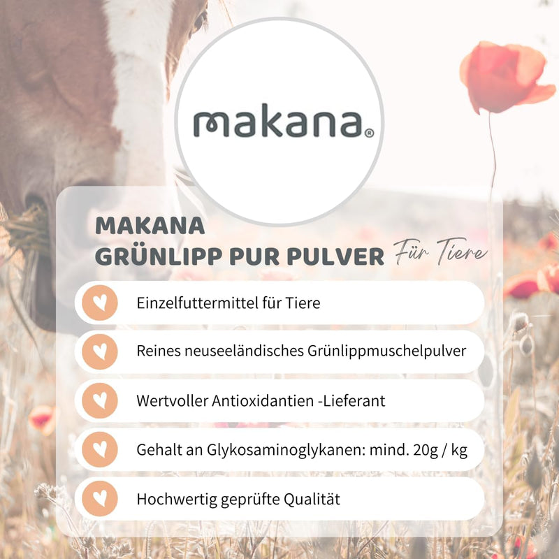 Makana Grünlipp PUR, Grünlippmuschel Pulver, 500 g Beutel