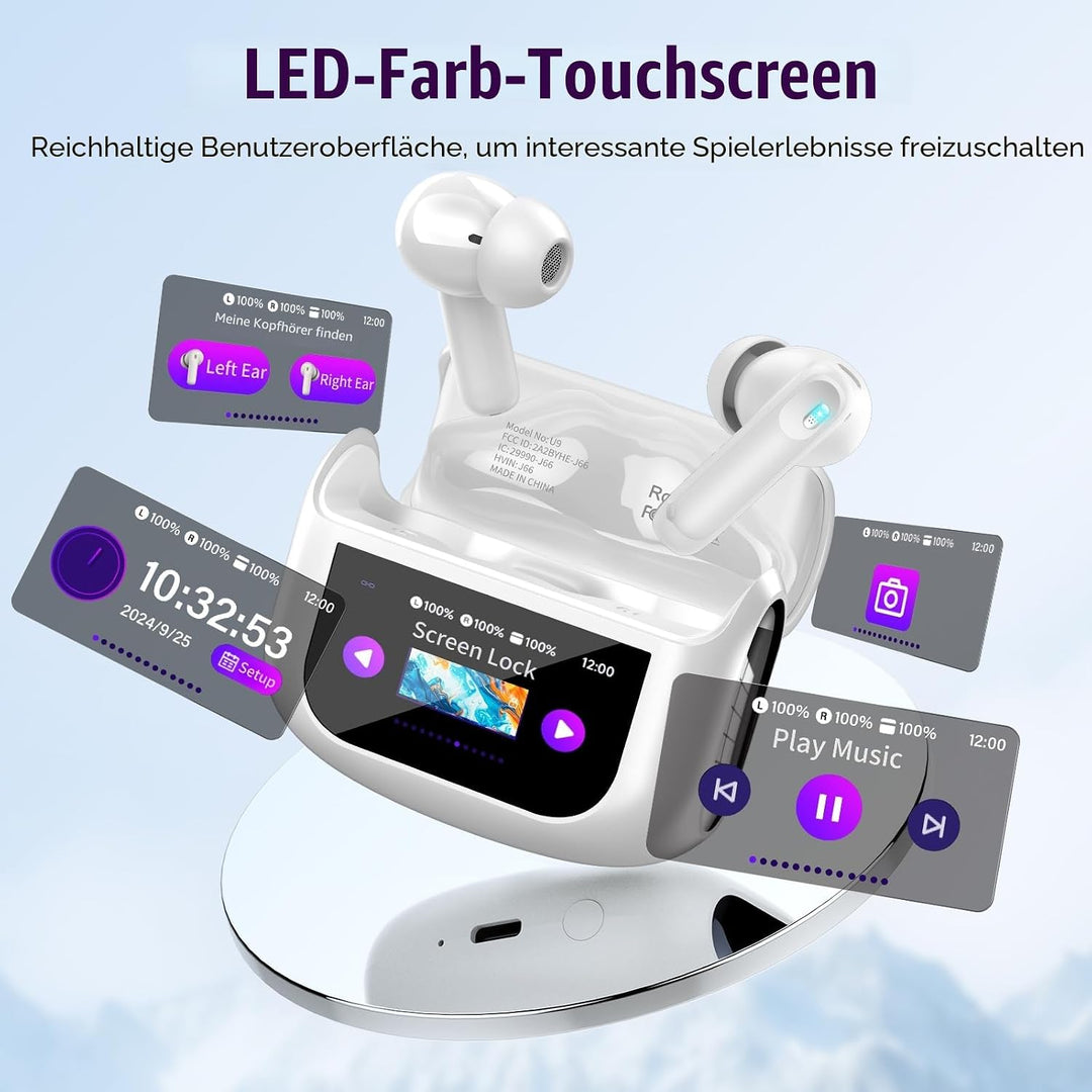 Touchscreen Bluetooth Kopfhörer, 2026 In Ear Kopfhörer Kabellos Bluetooth 5.4 mit ANC+ENC Noise Canc