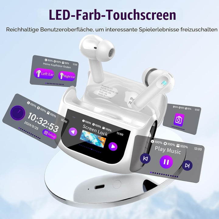 Touchscreen Bluetooth Kopfhörer, 2026 In Ear Kopfhörer Kabellos Bluetooth 5.4 mit ANC+ENC Noise Canc