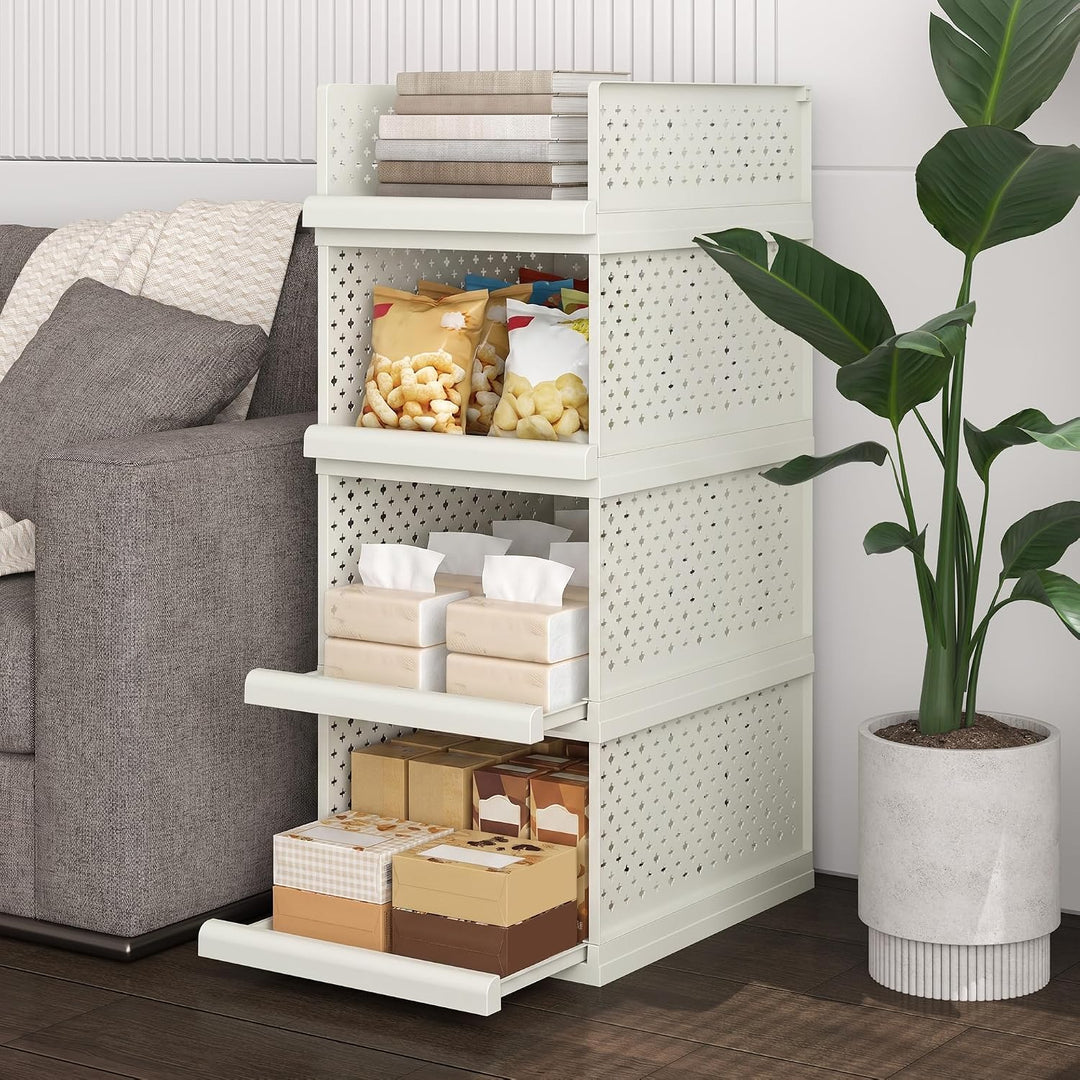 81.5cm Organizer Schubladenregal Kunststoff,Badezimmerschrank | 4 pcs Stapelbares Regal Hoch für Bad