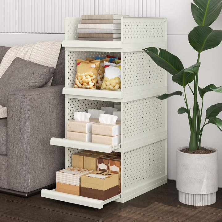 81.5cm Organizer Schubladenregal Kunststoff,Badezimmerschrank | 4 pcs Stapelbares Regal Hoch für Bad