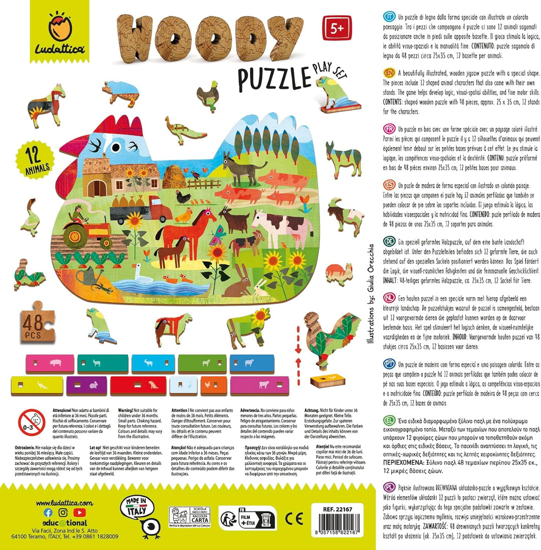 Ludattica - Woody Puzzle 48 Teile - Der Bauernhof