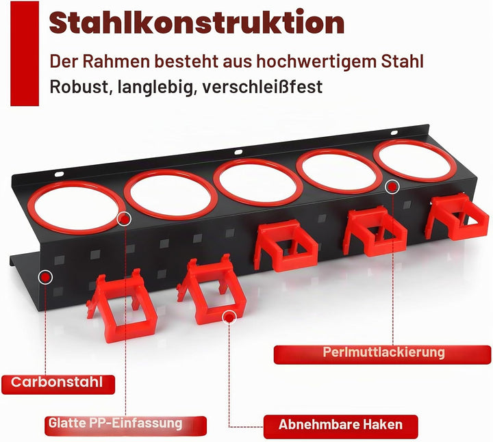 Sprühflaschenhalter, Sprühdosenhalter Spraydosenhalter, Stahl Wandregal Garagenwandregal mit 5 Haken