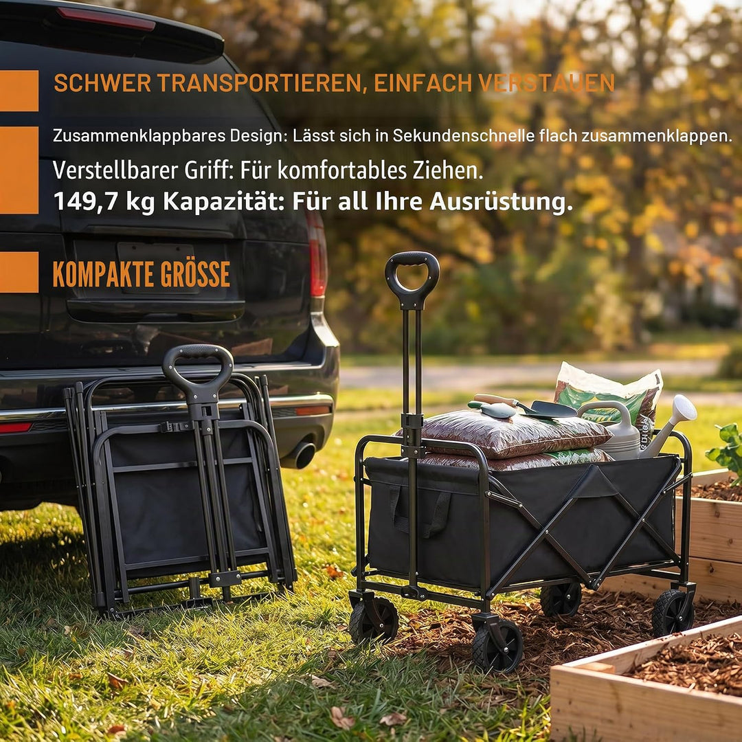 Bollerwagen Klappbar 150kg Kohlenstoffstahl Garten | oxford gewebe kohlenstoffstahl abnehmbare raede