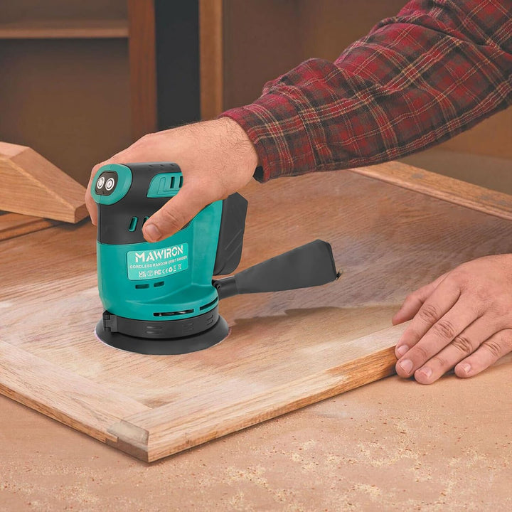 Bürstenlose Akku Exzenterschleifer mit 2pcs 3.0ah Akku, Ersetzen für Makita DBO180Z, Akkuschleifer S