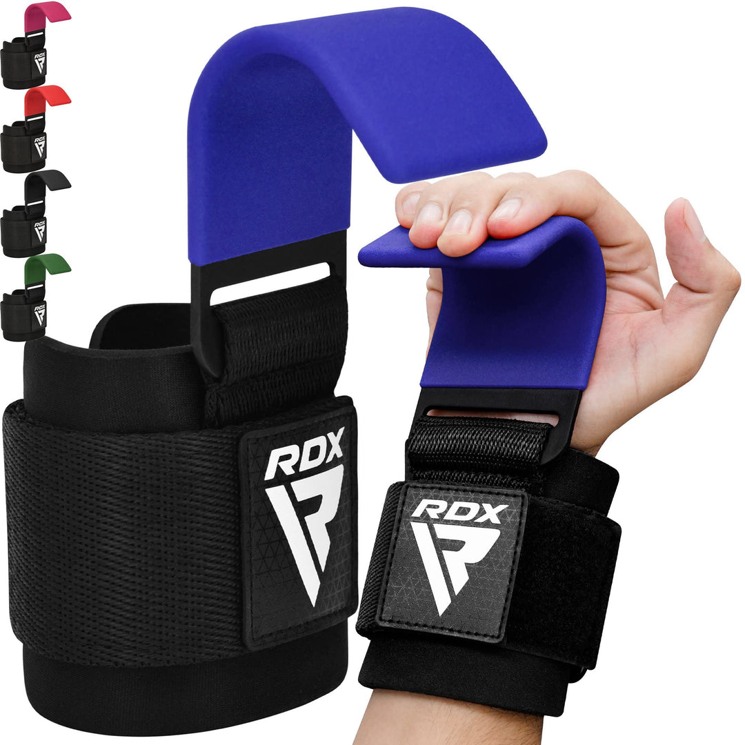 RDX Zughilfen Haken Krafttraining, 8mm Gepolstert Handgelenkschutz, Profi Bodybuilding Gewichtheben