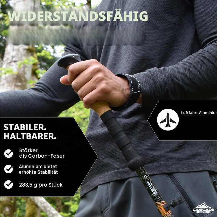 Cascade Mountain Tech Verstellbare Trekkingstöcke aus Aluminium – leichter Schnellverschluss – 1 Set