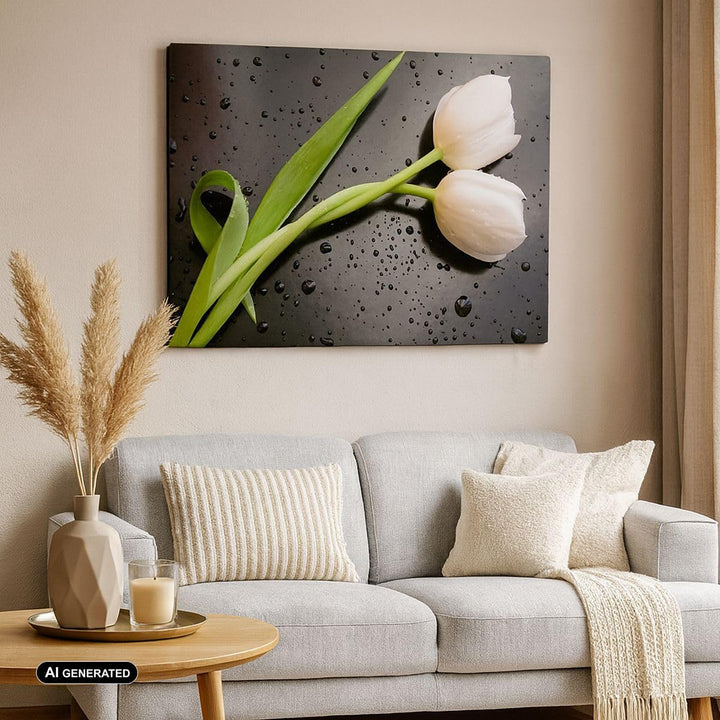 Bilder auf Leinwand 100x70cm Leinwandbild Tulpen Blume Pflanzung Pflanze Gross Wanddeko Bild Schlafz