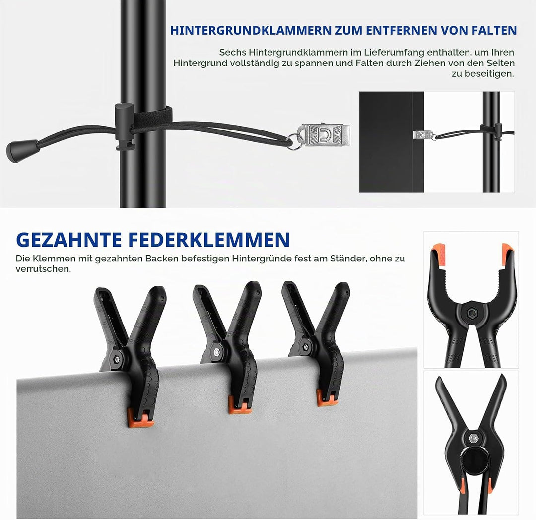 NEEWER 8,5x10 Fuss verstellbares Hintergrundständer Set, Fotografie Hintergrund Unterstützungssystem