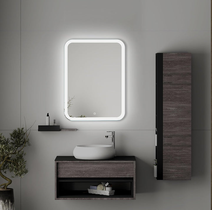 Venti 50x70cm Vertikaler Badezimmerspiegel mit LED Beleuchtung, Beleuchteter Badspiegel mit Touch Sc