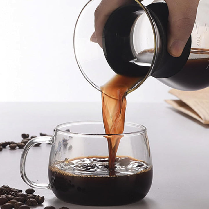Pour Over Kaffeebereiter, 600 ml Borosilikat Glaskanne mit doppelschichtigem Edelstahlfilter, Perman