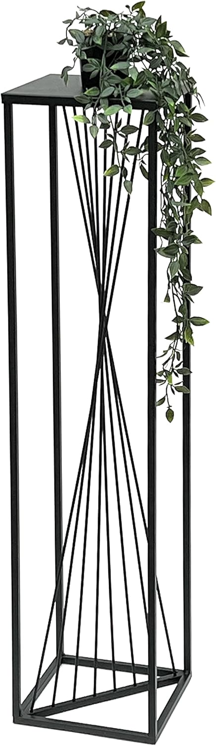 DanDiBo Blumenhocker Metall Schwarz Eckig 70-100 cm Blumenständer Beistelltisch Blumensäule Design M