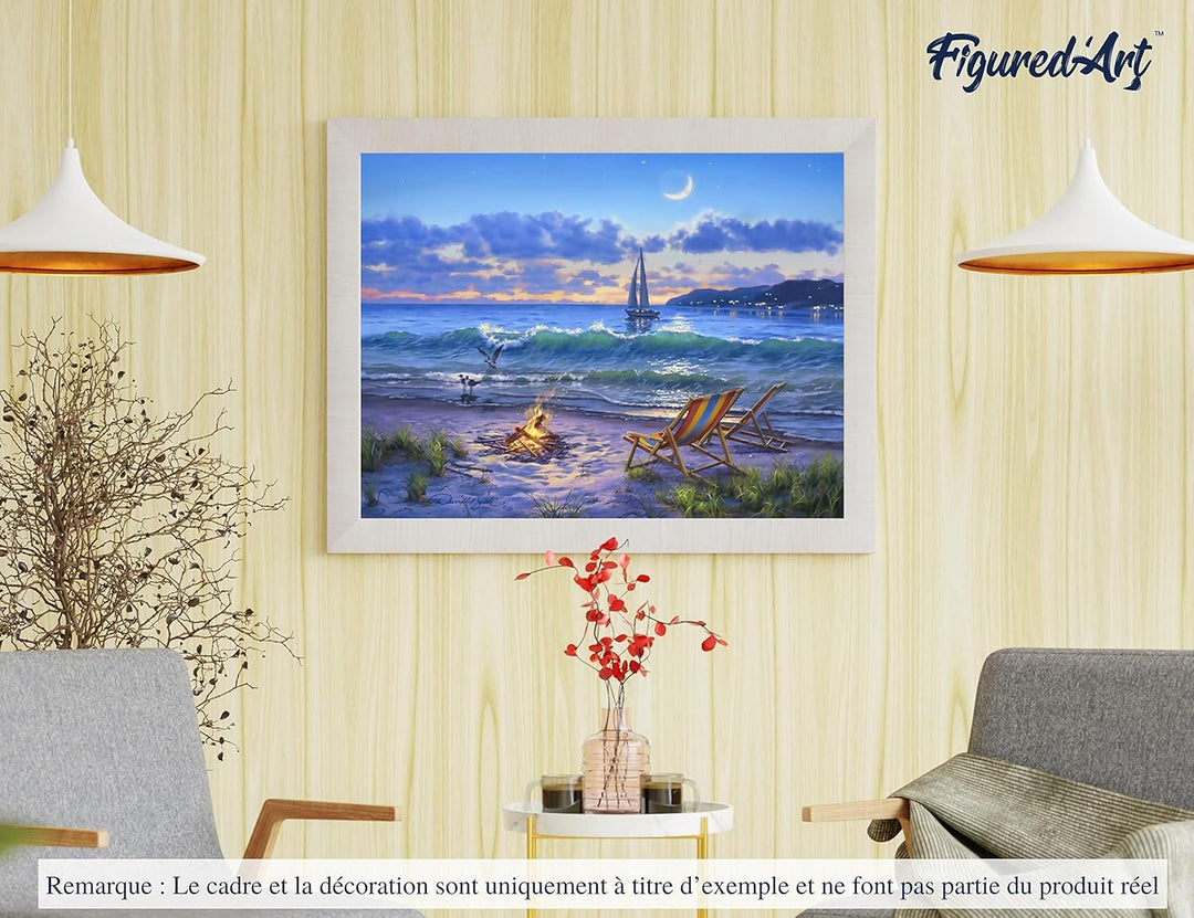 Figured'Art Malen Nach Zahlen Erwachsene Abendlicher Strandausblick - Paint by Numbers Basteln DIY B