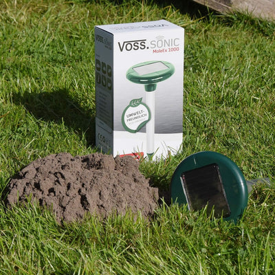 VOSS.sonic "MoleEx 1000" Maulwurfvertreiber Solar, mit Ton & Vibration, Wühltierfrei, Wühlmaus, Maul