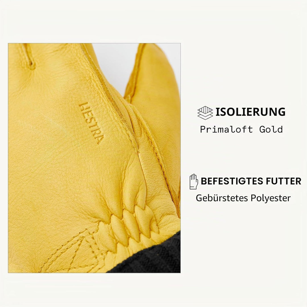 Hestra Deerskin Primaloft Rib Handschuhe Lederhandschuhe Fingerhandschuhe Herren - mit Futter Winter
