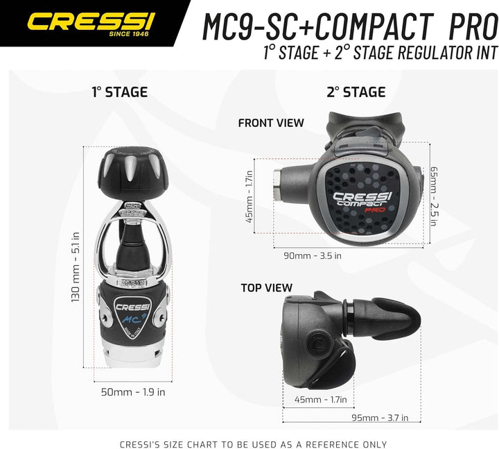 Cressi MC9-SC /Compact Pro Regulator - Erwachsene Atemregler SC in der Version INT oder DIN 300, INT