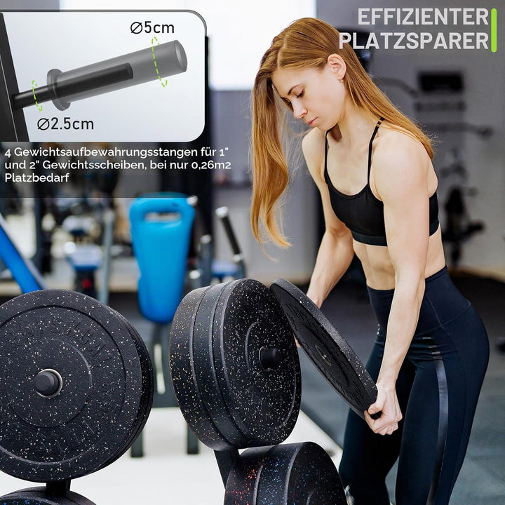 PhysKcal 2-in-1 Hantelscheibenständer für Hantelstangen und Hantelscheiben | Für Hantelscheiben mit