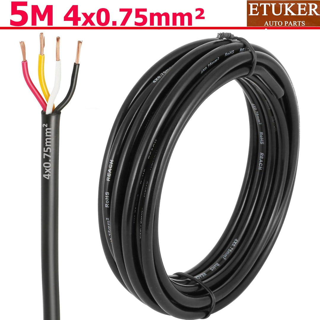 18Awg 4×0.75mm² Elektrischer Draht Kabel 4 adrig 5M Kupferkabel Fahrzeugkabel 4 polig Verlängerungsk