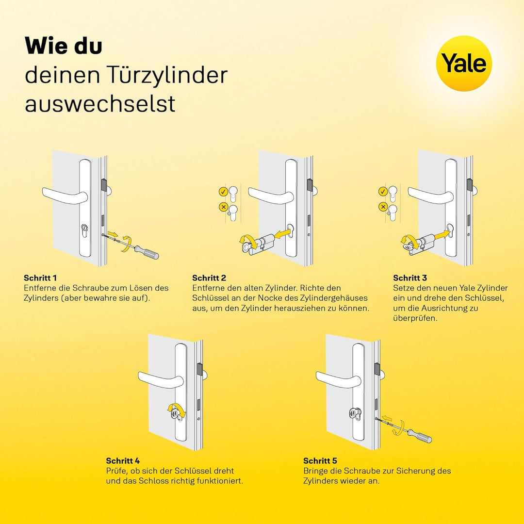 Yale 500 Plus Serie Euro-Profilzylinder – Doppelt – 35/55 – Satin-Nickel – Kartonmenge 1 35/55 Doppe