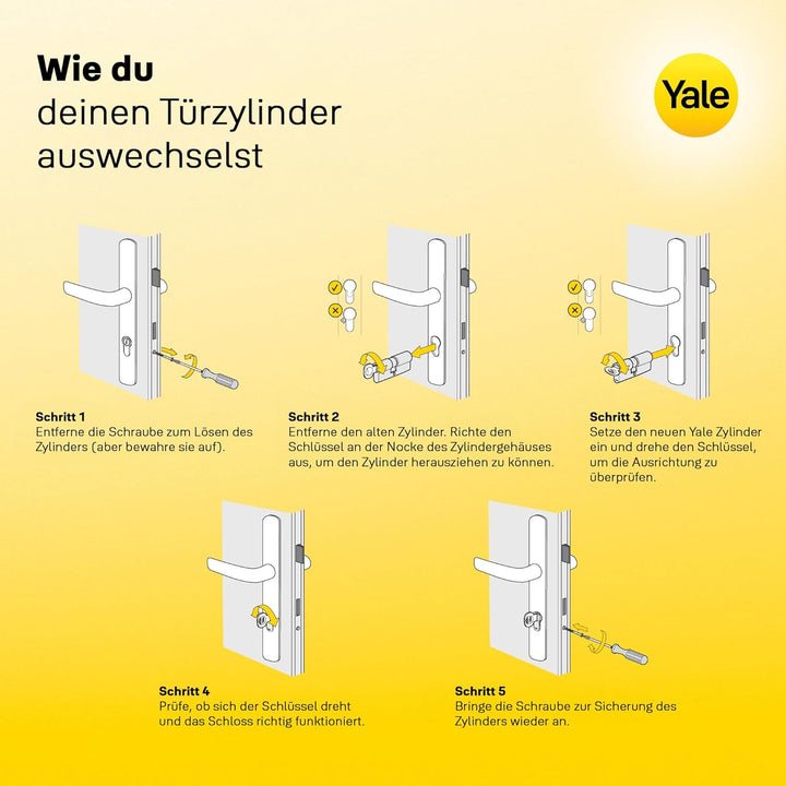 Yale 500 Plus Serie Euro-Profilzylinder – Doppelt – 35/55 – Satin-Nickel – Kartonmenge 1 35/55 Doppe