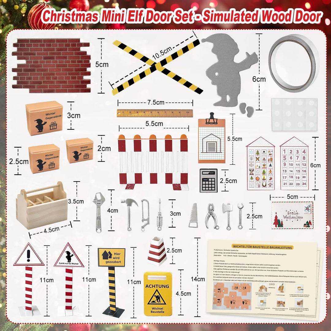 ROLLWAY 80 Stück Miniatur Wichtel Zubehör Baustelle Set, Weihnachten Wichteltür Zubehör Komplettset