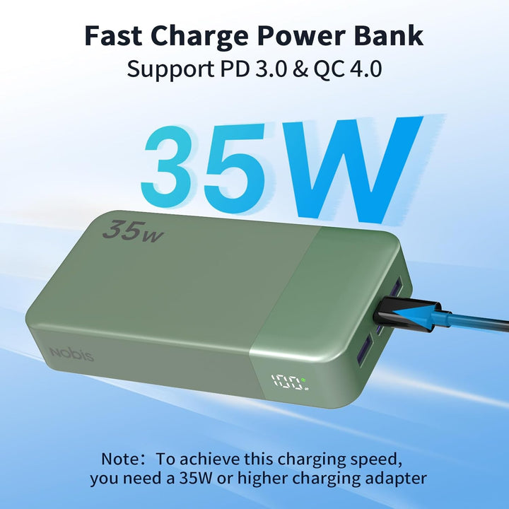 NOBIS Power Bank, Powerbank 20000mAh, 35W Externe Handyakkus Fast Charging, Externer Akku with C to