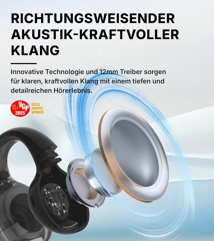 Edifier R1 Open-Ear True Wireless Earbuds, Bluetooth 5.4 Clip-On Kopfhörer, AI Clear Calls, Links/Re