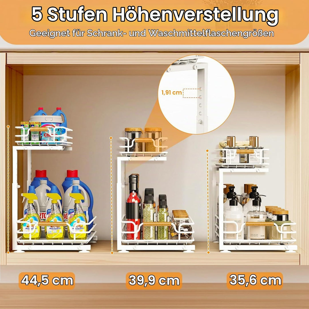 JYPS Schrank Organizer Küche, 2 Etagen Metall Spülschrank Organizer Unter Waschbecken Regal, Höhenve