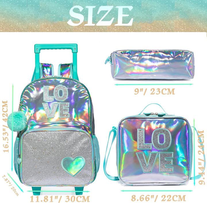 HTgroce Grün Trolley Rucksack Schulrucksack Kinder Multifunktionaler schultrolley Schultaschen Koffe